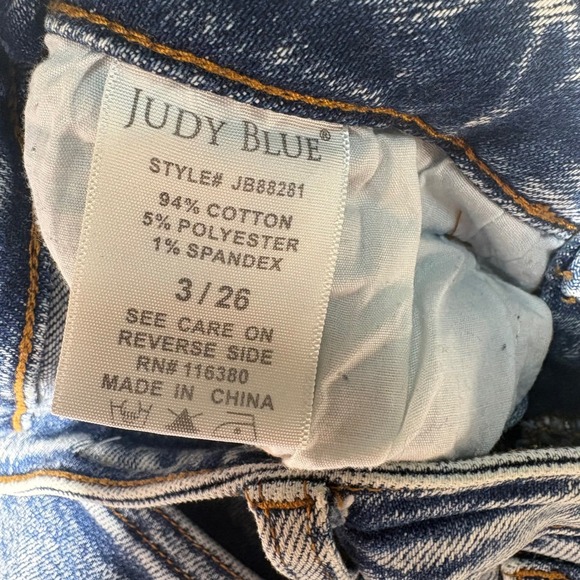 Judy Blue Acid Wash Distressed Boyfriend Jeans JB88281 Blue Womens 3/26 - Picture 3 of 8